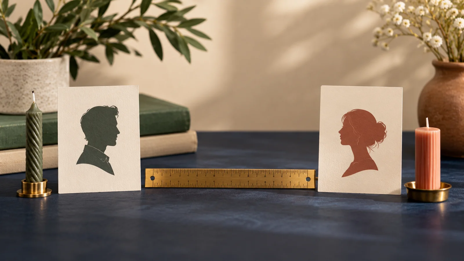 Two birthday date cards separated by a measuring ruler.