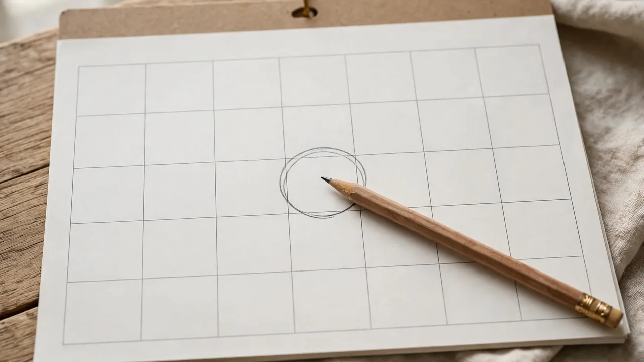 A calendar with a pencil circled square in the middle of a blank month