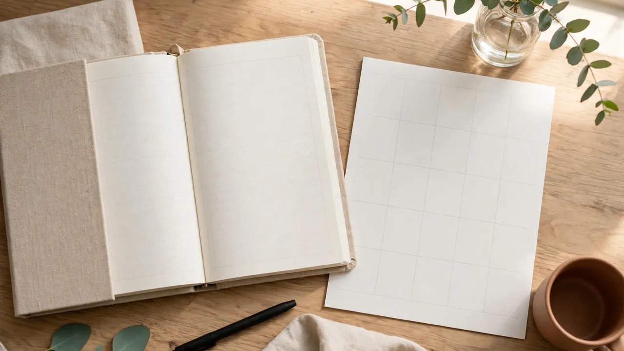 A planner and blank calendar on a desk