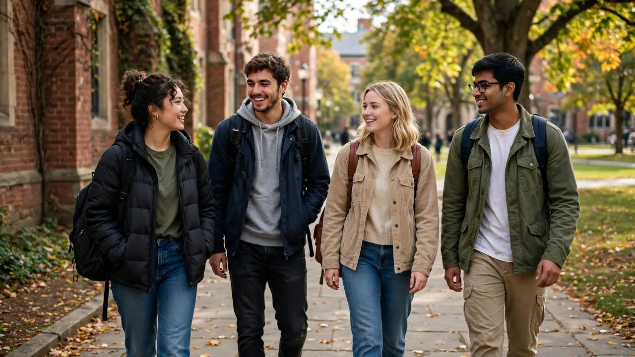 University students walking on campus